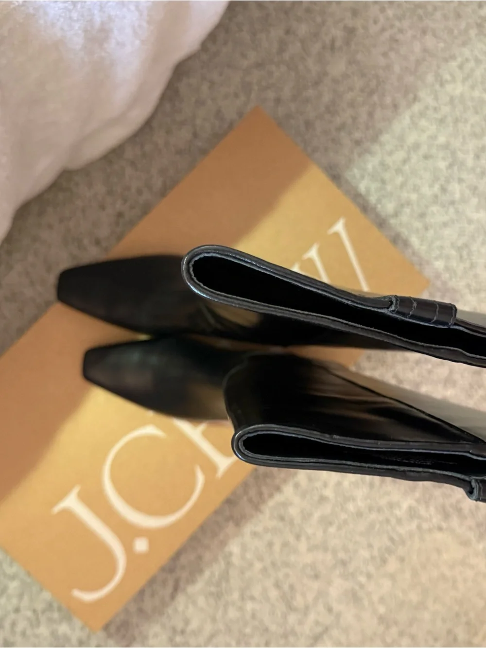 J. Crew Black Leather Tall Square-Toe Boots
